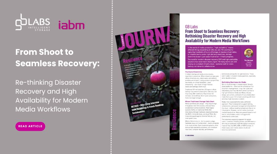GB Labs in the Q2 IABM Journal on Data Resilience